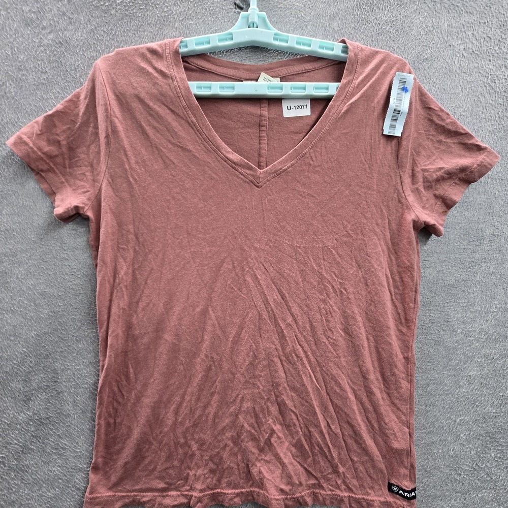 Ariat REAL Women Shirt SMALL Pink Element SS T-Shirt Logo V-Neck READ